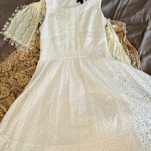 White eyelet and lace dress